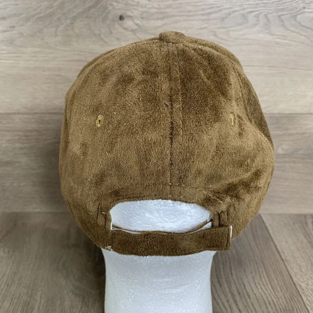 Faux Suede Brown Ball Cap Adj Hook & Loop Closure 100% Polyester Lightweight - Picture 4 of 9